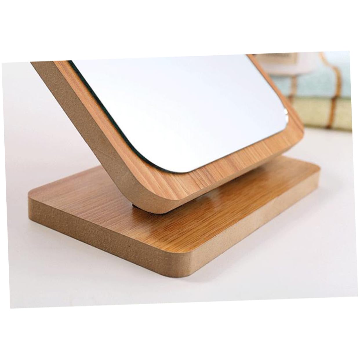 Espejo de Maquillaje Plegable de Madera Grande para Escritorio Espejo Cosmético Vertical con Diseño Sencillo y Área de Reflejo