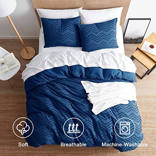 Image of Boho Bedding King Duvet Cover Set - 3 Piece Tufted Double Brushed Boho Duvet Cover with Zipper Closure, 104x90 Inches and 2 Pillow Shams