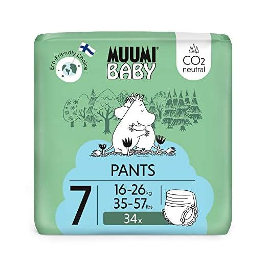 Pañales de entrenamiento ecológicos Muumi Baby, talla 7, 16-26 KG, 34 pañales braguita premium | suaves y agradables para la piel, sin productos químicos innecesarios |