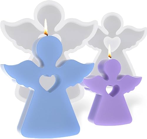 Miniatura 1 de Lindo molde de silicona de ángel hueco para velas de ángel para suministros de fabricación de velas, moldes de resina de ángeles, molde de vela de