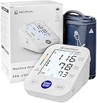 Appareil de pression artérielle pour usage domestique — Moniteur automatique au bras supérieur avec brassard ajustable 22-44 cm, grand affichage rétroéclairé, mémoire 2 utilisateurs 198 lectures, alerte de battements cardiaques irréguliers et d'hypertension