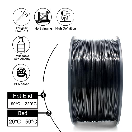 Image of RepRapper Black MPLA (Modified PLA) Extra Strong PLA Plus Filament for 3D Printer 1.75mm (± 0.03mm) 6.6lbs (3kg)