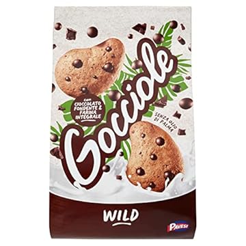 Pavesi Biscotti Gocciole Cioccolato Wild Integrali, Biscotti da Colazione - 350 gr
