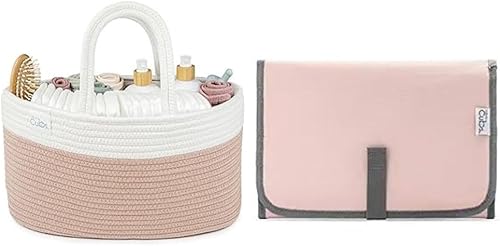 Comfy Cubs Organizador de pañales, organizador de pañales portátil grande para bebé, contenedor de almacenamiento para guardería, cesta de viaje