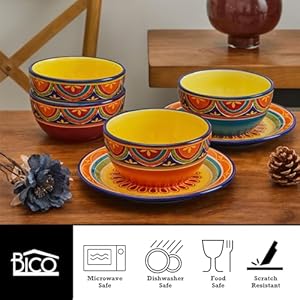 Bicotunisian26ozceramiccerealbowlssetof4forpastasaladcerealsoupmicrowavedishwashersafe Urban Country Home Decor Bico tunisian 26oz ceramic cereal bowls set of 4 for pasta salad cereal soup microwave dishwasher safe urban country home decor