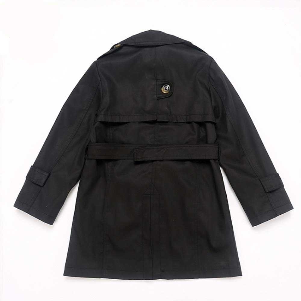LJYH Big Boys' Black Trench Jacket - Back View