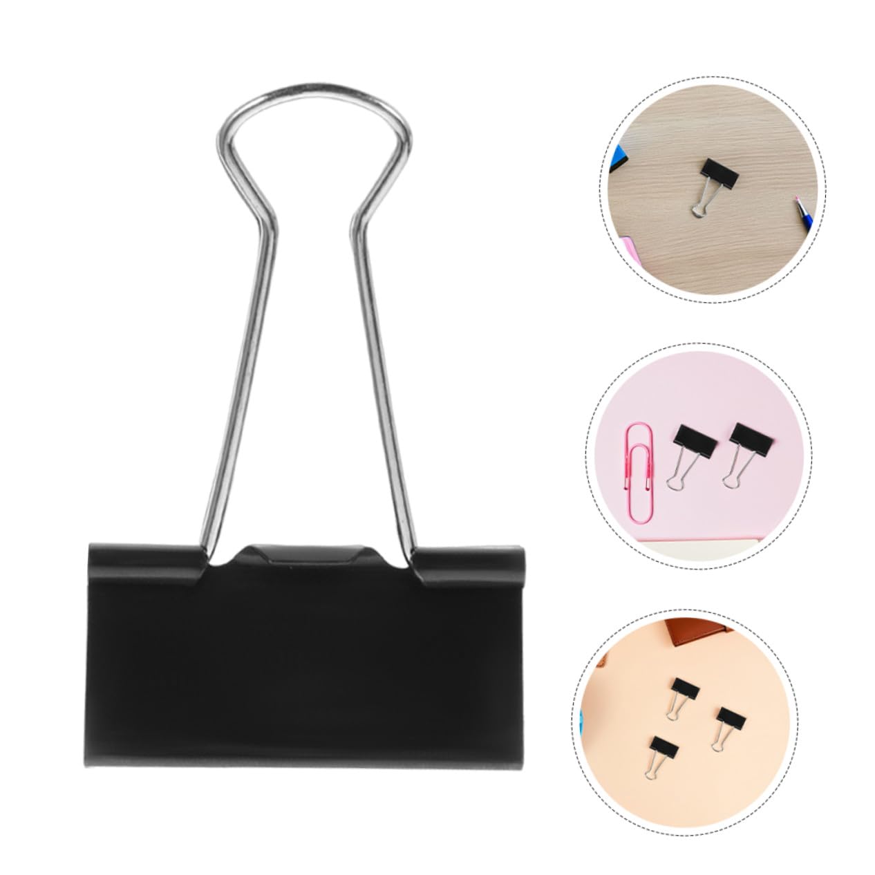 SHINEOFI 60 piezas Clips de Carpeta Negros Clips Metálicos Reutilizables para Oficina Sujeción Fuerte para Facturas y Archivos Multifucción para Papelería y Organización