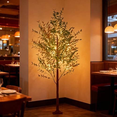 UISEBRT LED Beleuchteter Olivenbaum,Lichterbaum mit Blätter,IP44...