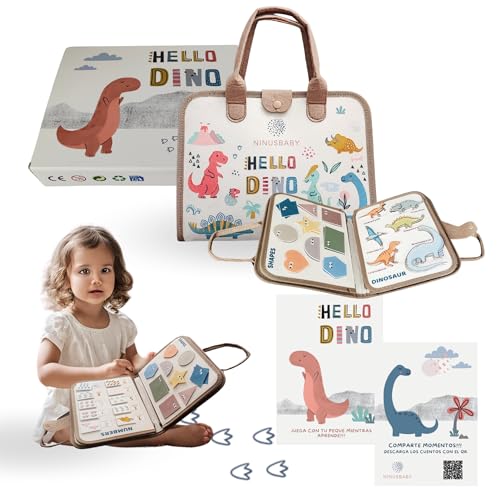 NINUSBABY - Libro Mágico Montessori Con Cuentos Descargables - Tablero Busy Board Para Jugar En Familia - Motricidad Fina - Panel Sensorial - Regalo Niño 2 Años