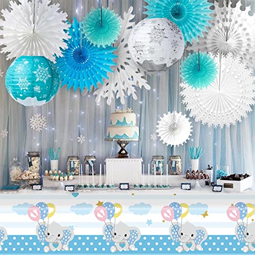 4 Pieces Baby Shower Tablecloths Decorations Blue Elephant Table Cover Birthday Tablecloth 108×54 Inch Rectangular Plastic Table Decors For Baby Boy Gender Reveal Party Supplies #TOP4