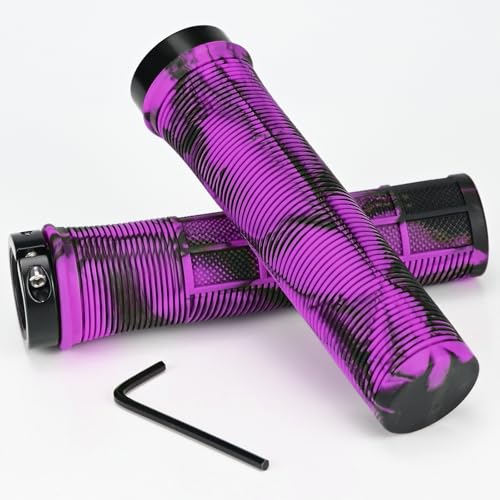 Kooogear Poignées de guidon de vélo, 22 mm, en caoutchouc antidérapant, avec verrouillage en aluminium, structure ergonomique, poignées de vélo VTT MXB...