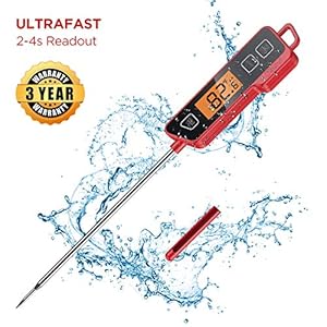 Olivivi Wasserdichtes Bratenthermometer Digitales Grillthermometer mit HD Beschlagfreier Anzeige Küchenthermometer mit…