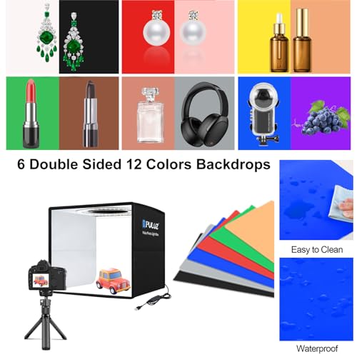 PULUZ 10x10 inch Photo Light Box,Folding Portable Mini lightbox 104PCS LED Light CRI≥95 12 Colors Photography Backdrops for Jewelry Watches Small Item Photo Studio Shooting Tent Box - Thumbnail 3