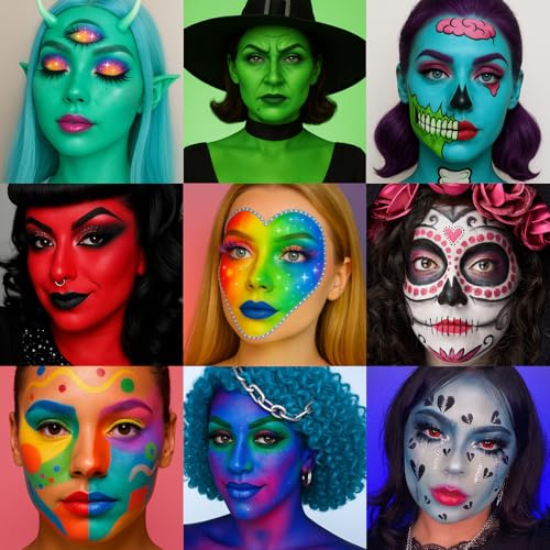 ucanbe athena face body paint oil palette professional flash non toxic safe tattoo halloween fx party artist fancy makeup painting kit for kids and adult