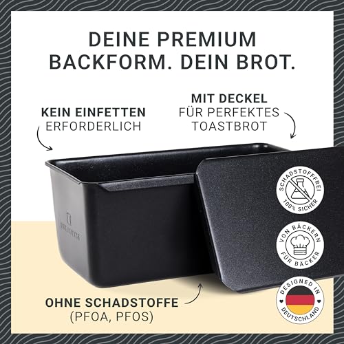 Breadlyst Premium Brotbackform mit Deckel Toastbrot-Backform aus Kohlenstoffstahl