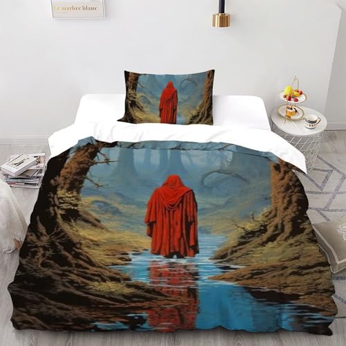Parure de lit housse de couette single rouge écarlate microfibre imprimé 3D avec taies