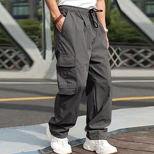 Tactical Pants for Men Construction Cargo Pants with Pockets Ripstop Hiking Big Tall Work Pants, Parachute Pants Mens Baggy3