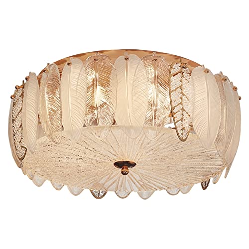 WAOCEO LED Lámpara de Techo Lámpara de techo led for dormitorio, lámpara de habitación de plumas cálidas, lámpara de restaurante redonda ultrafina de lujo Plafon De Techo (Size : 50cm)