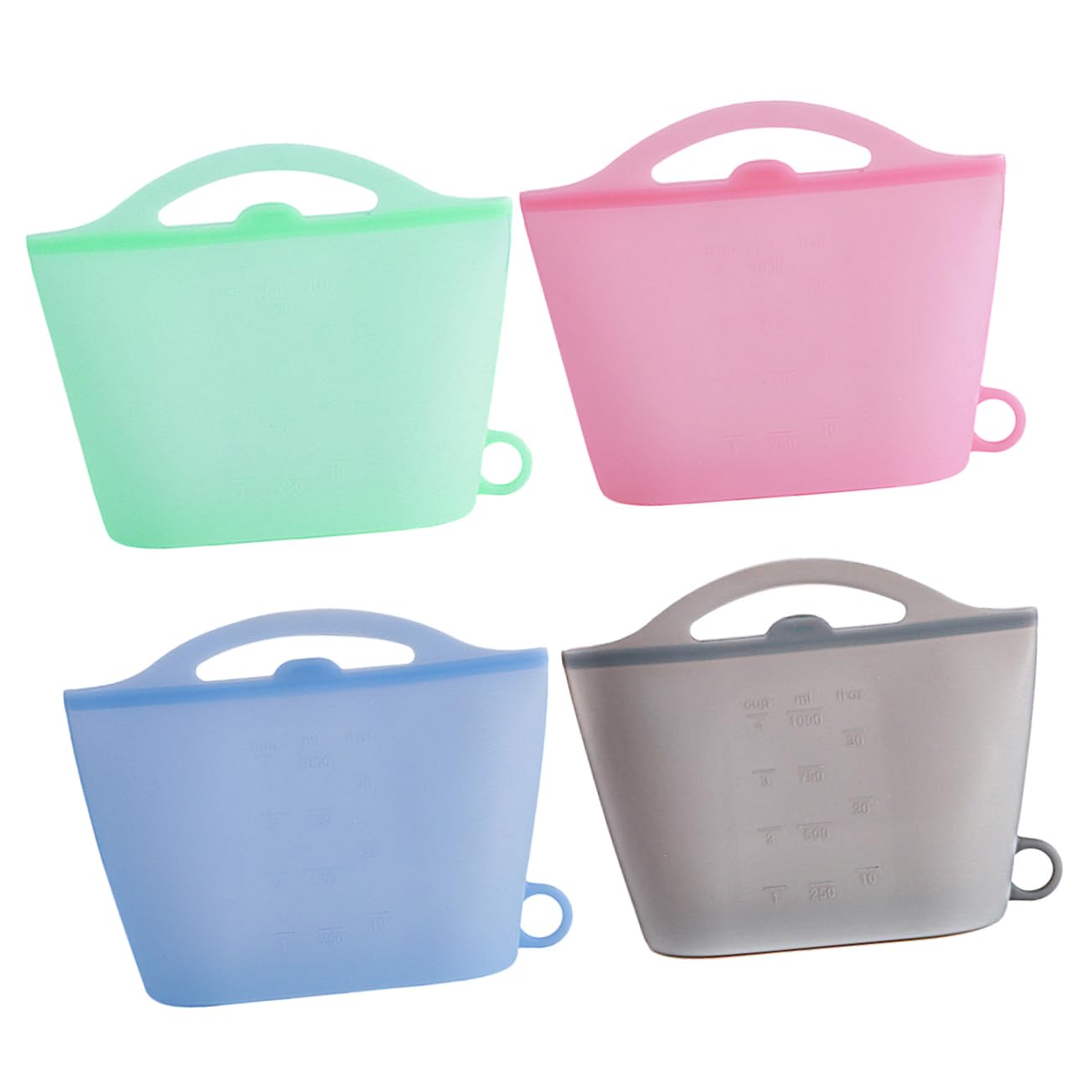 ABOOFAN Bolsas de Silicona para Almacenar Alimentos Reutilizables, Capacidad 1000ml, 4 Piezas, Resistentes al Frío y Calor, Aptas para Congelador y Conservación