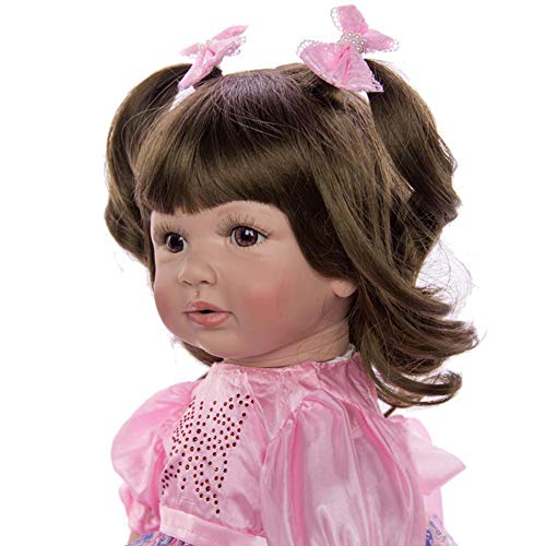 FMONH Pflegepuppen Fleckiger Mantel 24 Zoll 60 cm Braun Oder Blaue Augen Reborn Puppe Priness Girl DollWeich Vinyl… – Bild 8