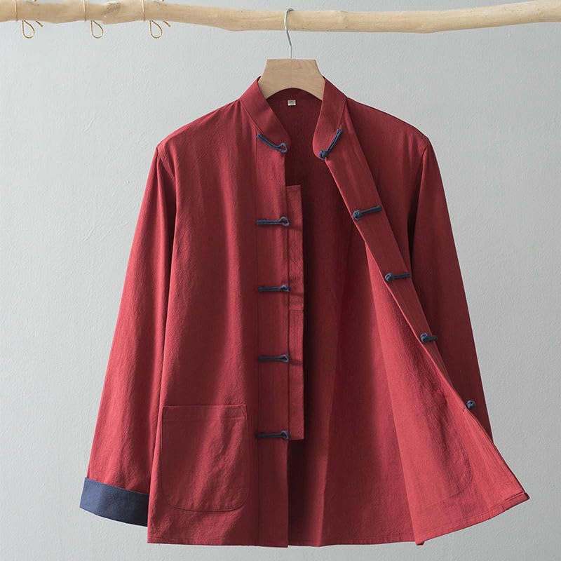 Veste rétro style chinois coton lin ample contre la chaleur