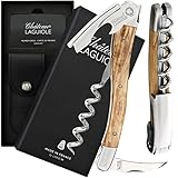 Chateau Laguiole Classic Laguiole Corkscrew - Olive Wood French Luxury Wine Opener - Includes Leather Sheath & Gift Box