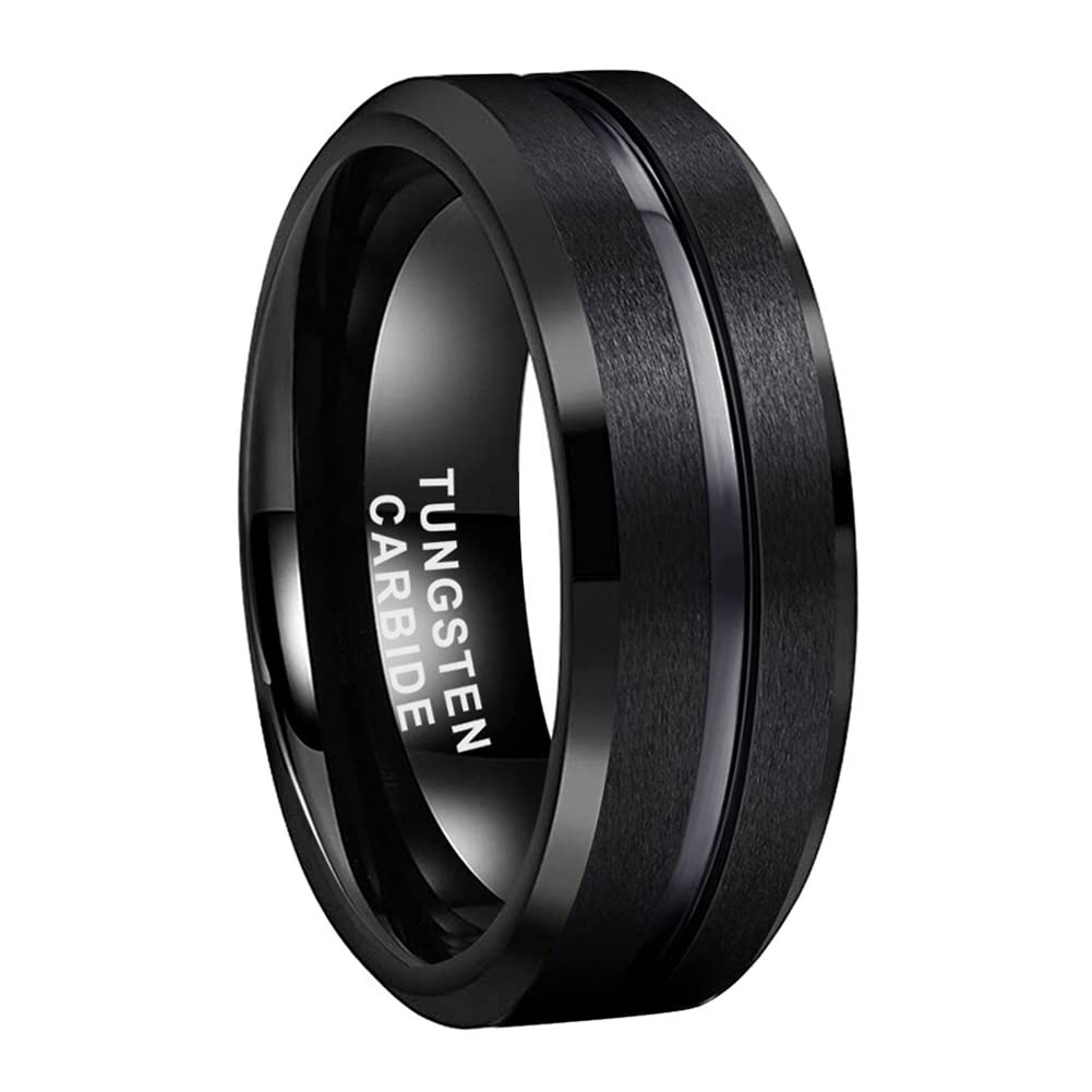 TUTISS 6mm 8mm Silver/Black/Blue/Gunmetal/Gold/Rose Gold Tungsten Rings for Men Women Fashion Engagement Wedding Bands Matte Finish Beveled Edges