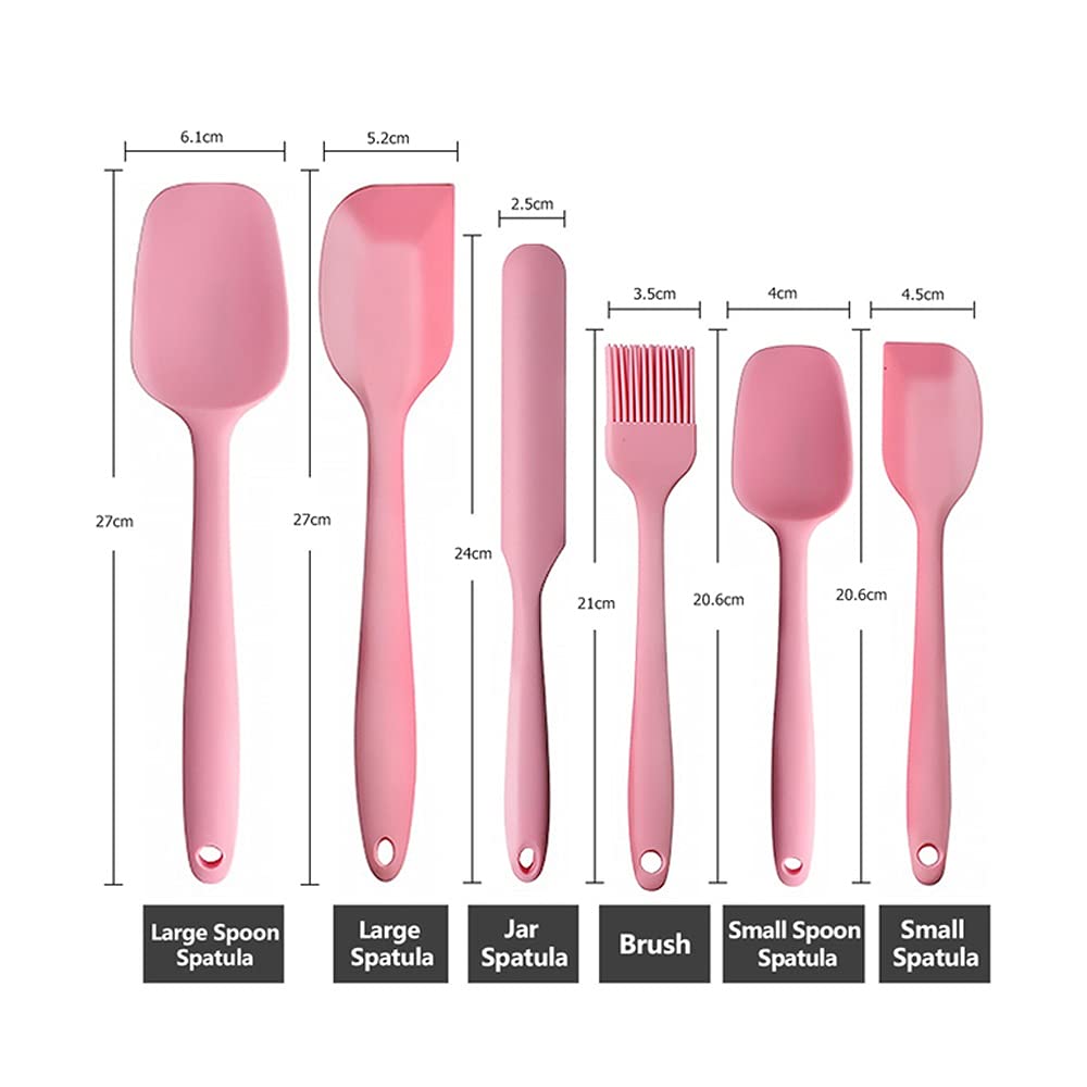 Antihaft-Silikon-Creme-Spachtel Schaber Löffel Ölpinsel Hitzebeständige Pfannenwender Flexible Küchenutensilien zum Backen Kochen (Color : Black) (Rosa)