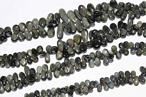 Black Cats Eye Pear Plain Beads Plain Beads Briolette Size 8to11mm Approx, 9" Inches Full Strand Wholesale Price