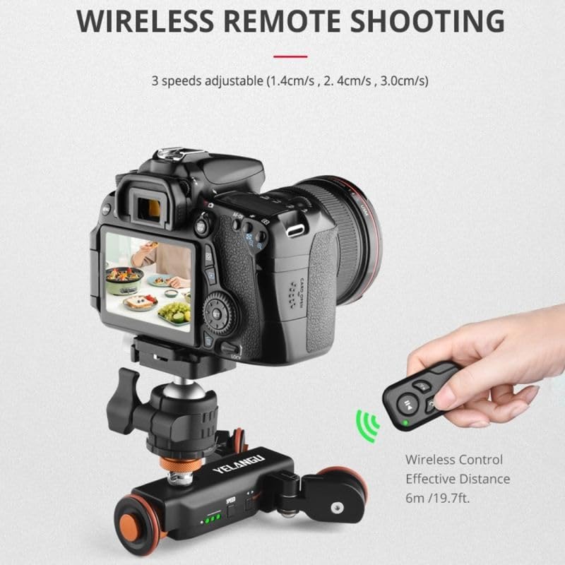 Image of YELANGU L4X Mini Motorized Electric Track Slider for Cameras, with Remote Control, 3-Wheels Wirelesss Camera Video Auto Dolly' Rail Slider Dolly Car for DSLR,Cameras,Mobile Phones