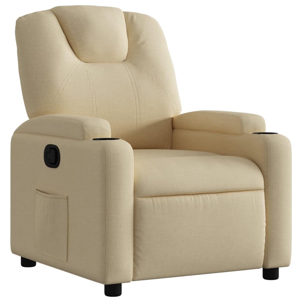vidaXL Fauteuil Inclinable, Chaise de Relaxation avec Dossier, Siège avec Accoudoirs Rembourrés Salle de Séjour, Moderne, Crème Tissu