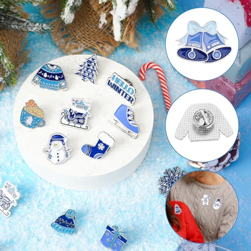 Image of SANNIX 60Pcs Winter Pins, Christmas Winter Enamel Lapel Pins Snowflake Snowman Polar Bear Penguin Brooch Pins Blue White Christmas Holiday Pin Badge for Clothes Bags Hats Accessories Gifts, 30 Styles