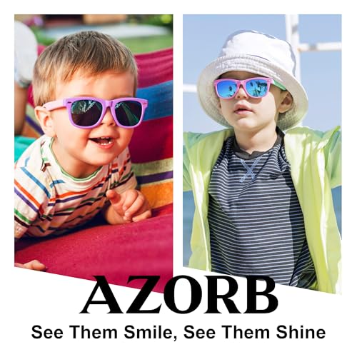 Image of AZORB Kids Polarized Sunglasses TPEE Rubber Flexible Frame for Boys Girls Age 3-10, 100% UV Protection