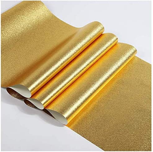 Image of KASHIVAL Golden Foil Upstream Design Aluminium Paper Sticker Roll for Kitchen Wall and Furniture, Oil-Proof and Waterproof,Anti-Mold and Heat Resistant, Self Adhesive Floral Wallpaper (321 Gold Upstream 60*200cm)