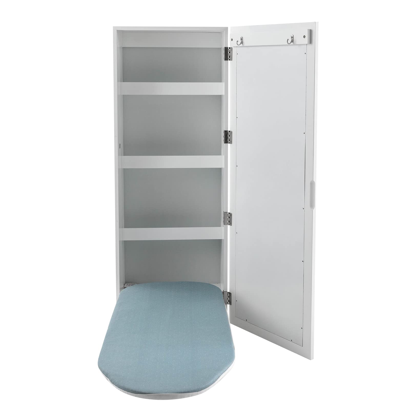Wall-Mounted Ironing Board Cabinet Ironing Cabinet with Storage Shelves Foldable Ironing Storage Station for Home,Apartment,Small Spaces