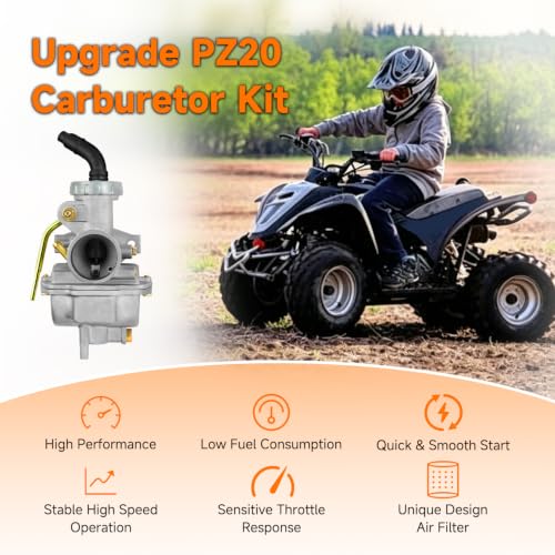 Image of FVRITO PZ20 Carburetor Thumb Throttle Cable Assembly Compatible with Tao tao Coolster 125cc 110cc Chinese ATV Quad 4 Wheeler 50cc 70cc 90cc Kazuma Baja SunL Roketa Loncin Lifan 4 Stroke Engines Parts