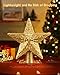 Christmas Star Tree Topper with Built-in Led Snowflake Projector Lights Hollowed Pentagram Tree Topper,Plug in Christmas Tree Ornament for Indoor Office Xmas New Year Holiday Tree Decoration