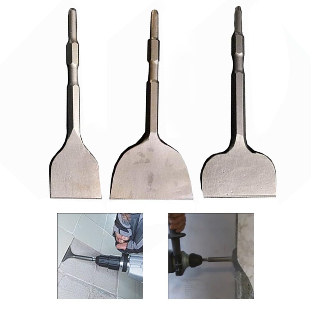 Cincel plano para martillo eléctrico con vástago hexagonal, 17 × 280 × 100 mm, acero