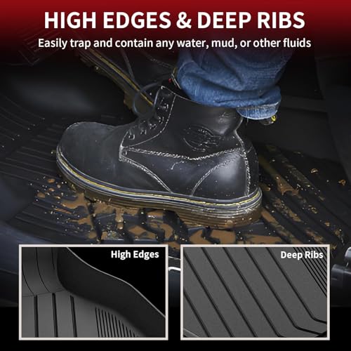 Image of LASFIT Floor Mats for BMW 3 Series 2012-2018 320i 328i 330e 330i 335i 340i | RWD Sedan Only, Not Fit xDrive, GT or Sport Wagon, All Weather TPE Custom Fit Floor Liners, 1st & 2nd Row Car Mats, Black