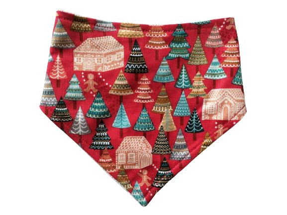 Christmas dribble bib, Christmas baby bib, festive baby gift (Red trees)