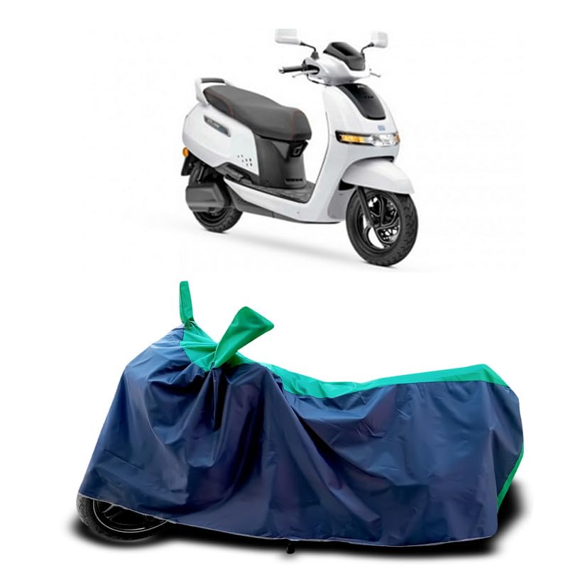 Image of DUFFEL-Two Wheeler Bike Body Cover Compatible for Tvs Iqube Heat Protectio /UV-Rays /Birds Dropping /DustProof /Waterproof Indoor Outdoor and Parking Full Body Protection All Variants [Green Patta]