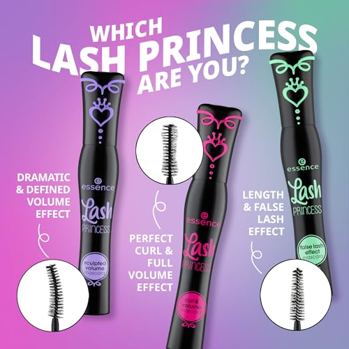 Image of Essence Lash PRINCESS curl & volume mascara, mascara, black, curl, volume, fibre brush, 12 ml (Pack of 2)