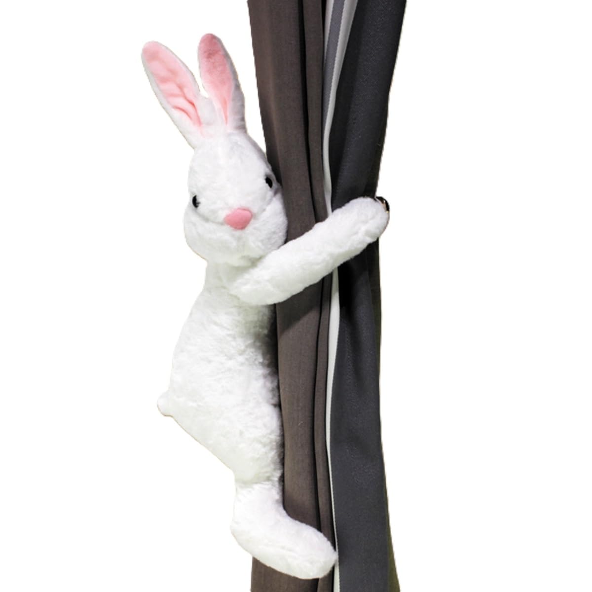 Zawieszki do zasłon, Miękkie pluszowe zwierzęta, dekoracje, uchwyty na zasłony, paski z elastycznym guzikiem(White,2)