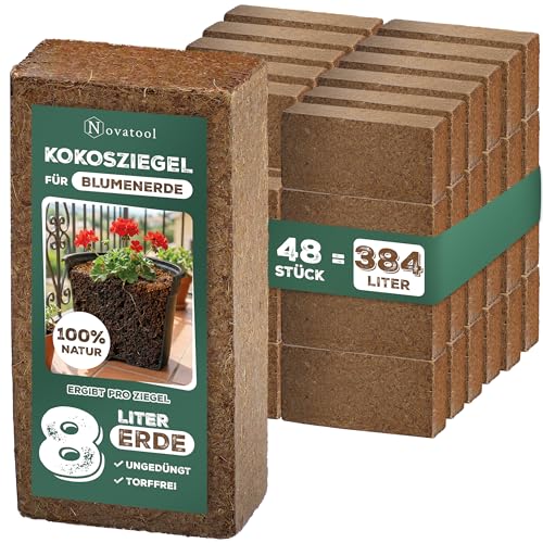 48x Blumenerde | 288 Liter | 650g 20x5,5x10cm |Humuserde Anzuchterde ohne Dünger Kokosfaser Erde Orchidee Torferde Garten Kokosnuss Erde Substrat Zimmerpflanzen Kokoserde kaufen Cocos Humus