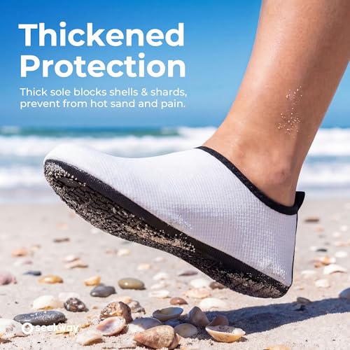 Image of SEEKWAY Water Shoes Quick-Dry Aqua Socks Barefoot Slip-on for Beach Pool Swim River Yoga Lake Surf Women Men Black SK001