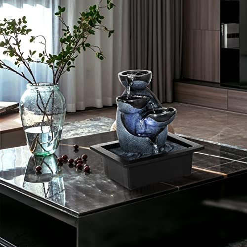 WICHEMI Tabletop Fountain Waterfall Fountain Indoor