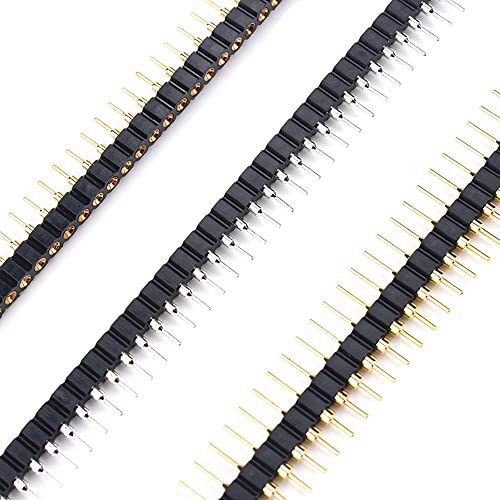 E-Simpo 10Pcs 2.54Mm (0.1") L11.96Mm Hole Round Breakable Pin Header Single Row Straight 1X40P Led Pcb Male Pin Connector Rohs Gold-Plated (1X40P Hole Pin Header Gold)(1X40P Hole Pin Header Gold) #TOP4