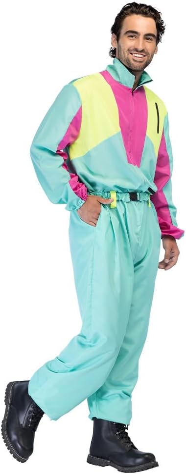 Boland Retro Ski Suit, Glow in Blacklight, 80s Costume for Men, Apres Ski Party Outfit, Suit for Fancy Dress Costumes