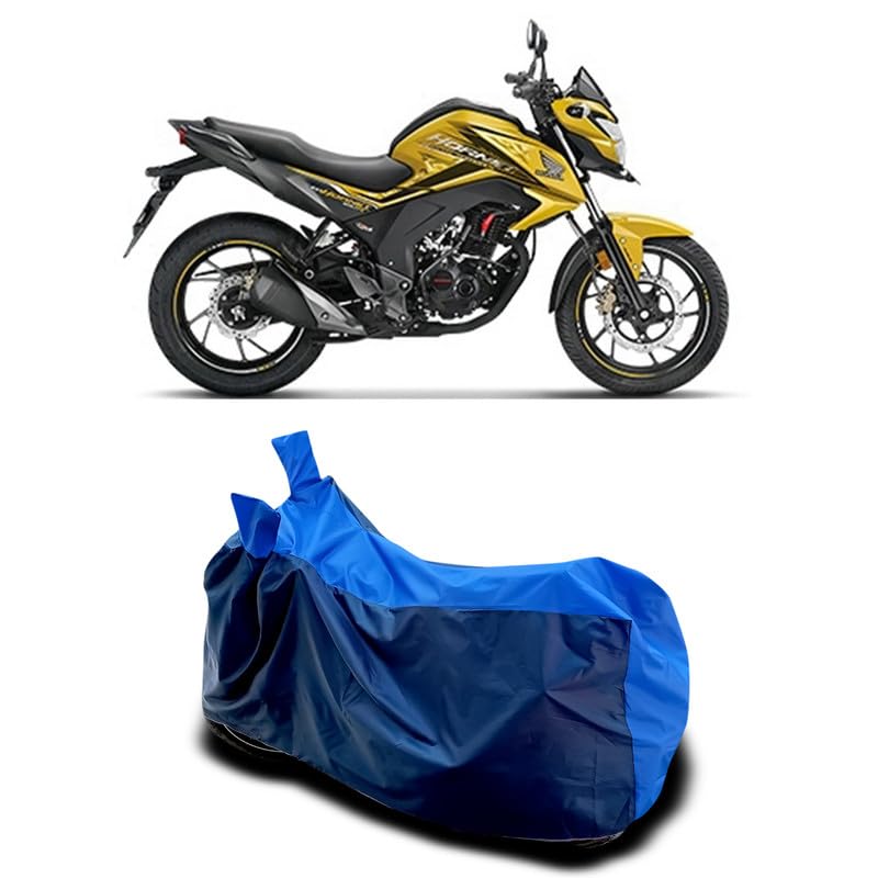 Image of DUFFEL-Two Wheeler Bike Body Cover Compatible for Cb Hornet 160r Bs6 Heat Protectio /UV-Rays /Birds Dropping /DustProof /Waterproof All Variants [Nevay Blue]