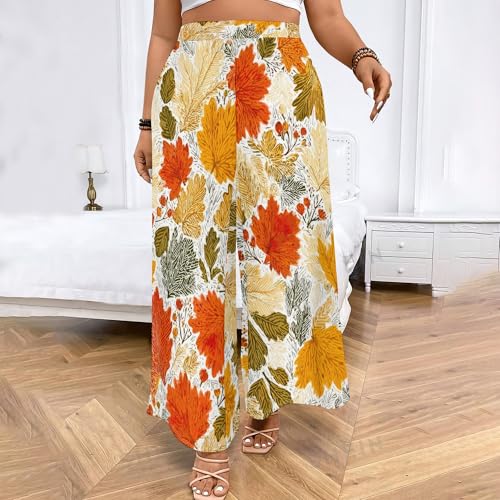 Women's Summer Plus Size Casual Loose Empire Waist Long Pants Elegant Flowy Straight Wide Leg Pants2